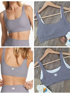 Vuori Daily Crop Top Bra White Gingham Plaid NWT Athletic